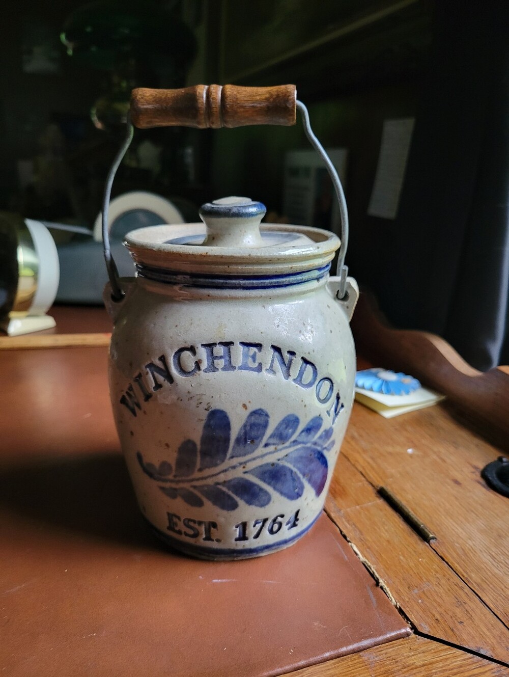 Westerwald Pottery Winchendon Salt Glazed  Pottery Handled Pot Preserve Jar